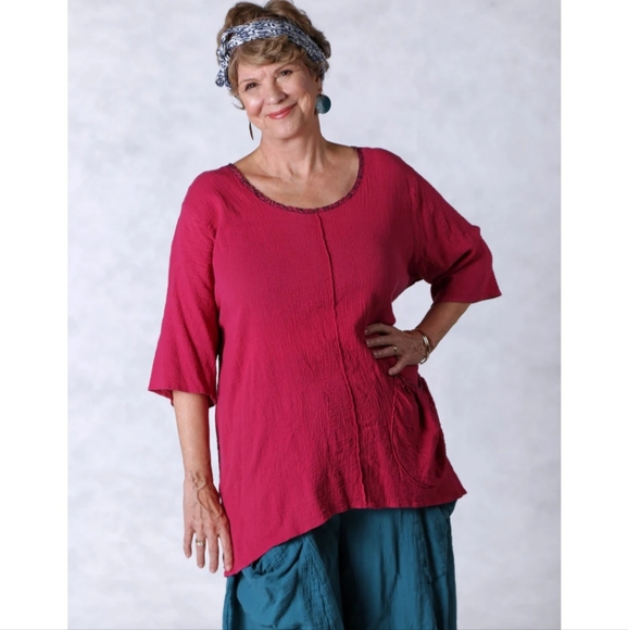 Blue Fish Tops - BLUE FISH top cotton gauze to Cerise